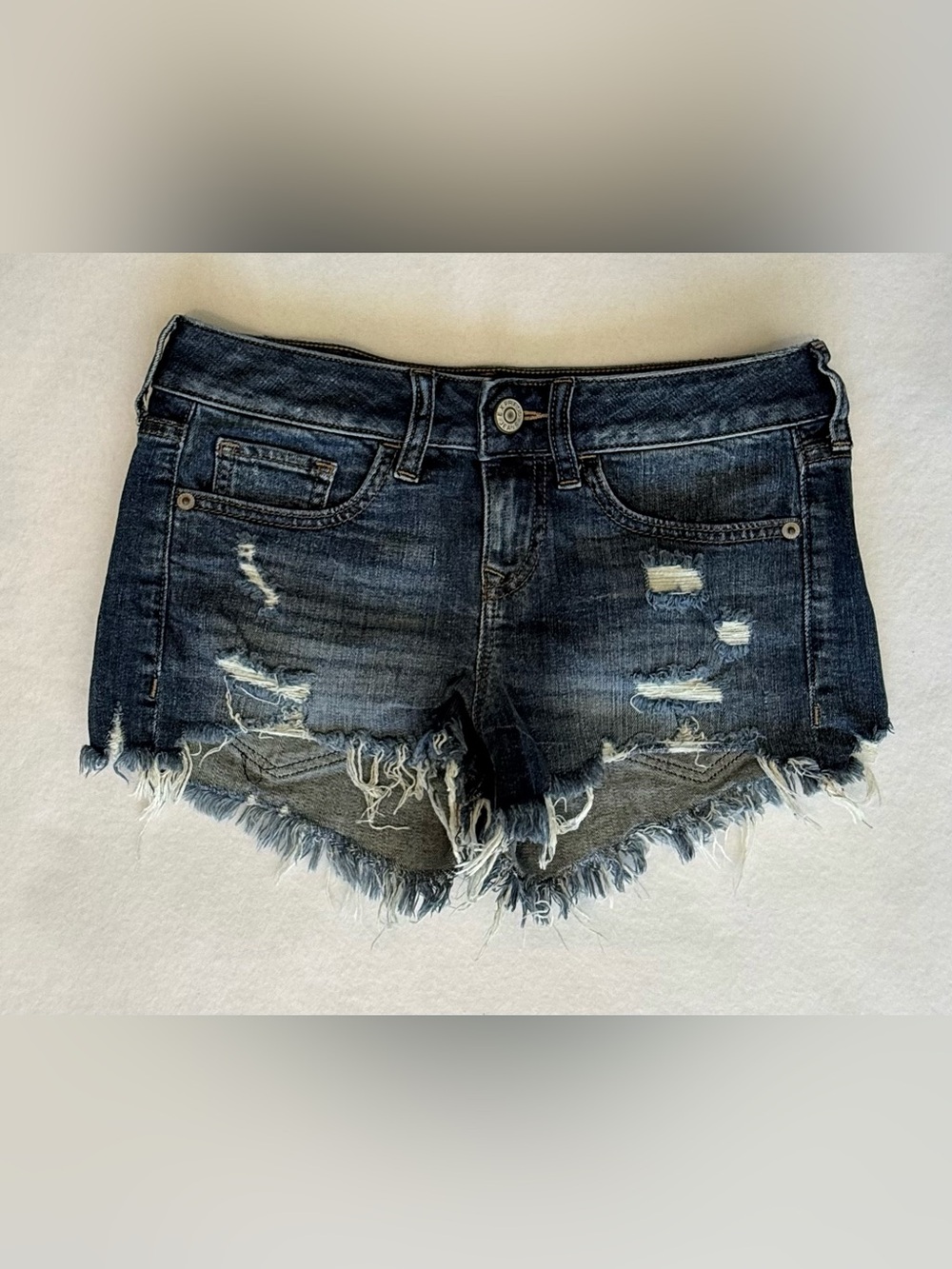 Express Distressed Dark Wash Denim Cutoff Shorts